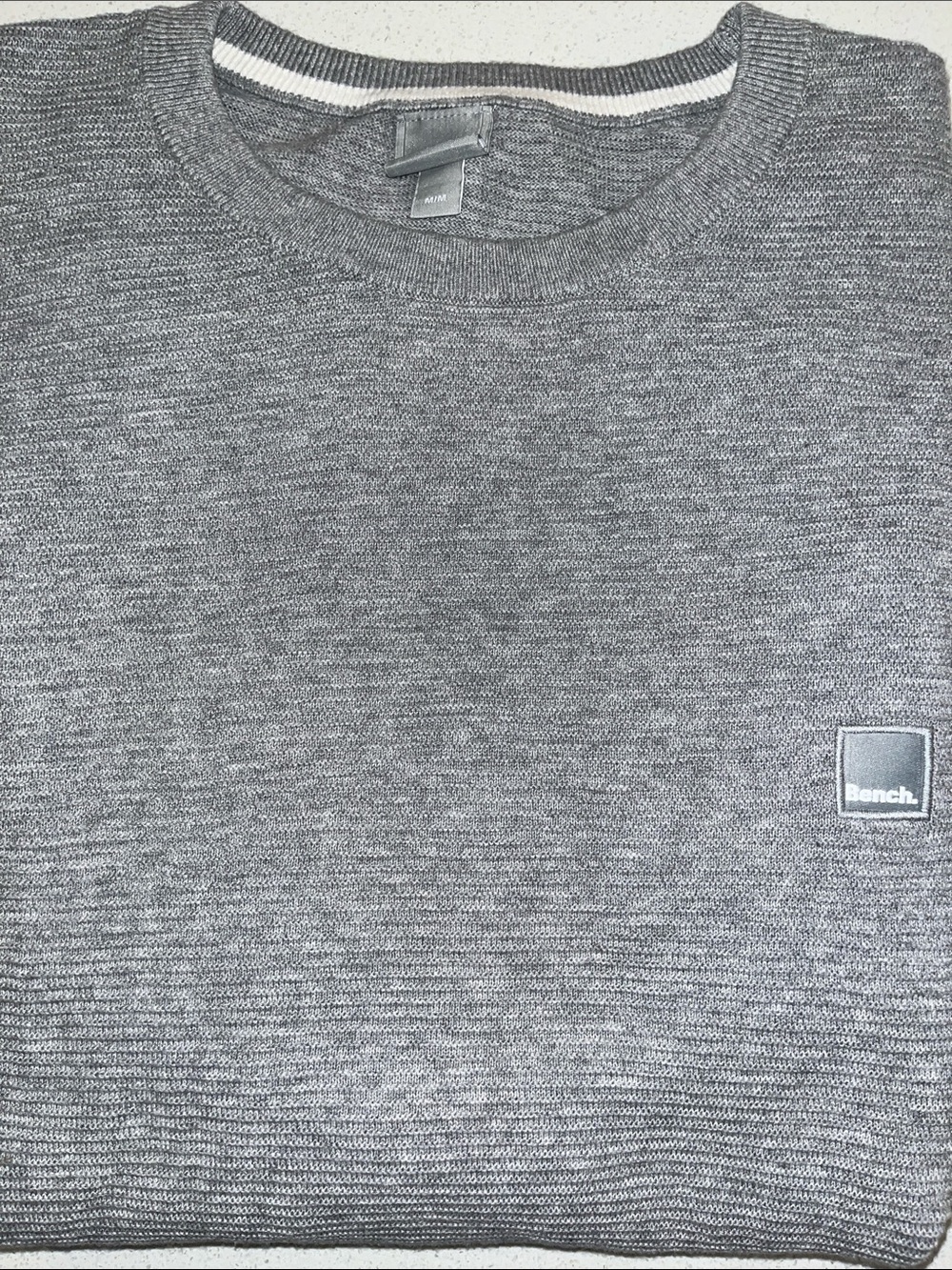 Bench Light Gray Ribbed Crewneck Sweater